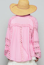 Blouse Manche Ample Dentelle Rose