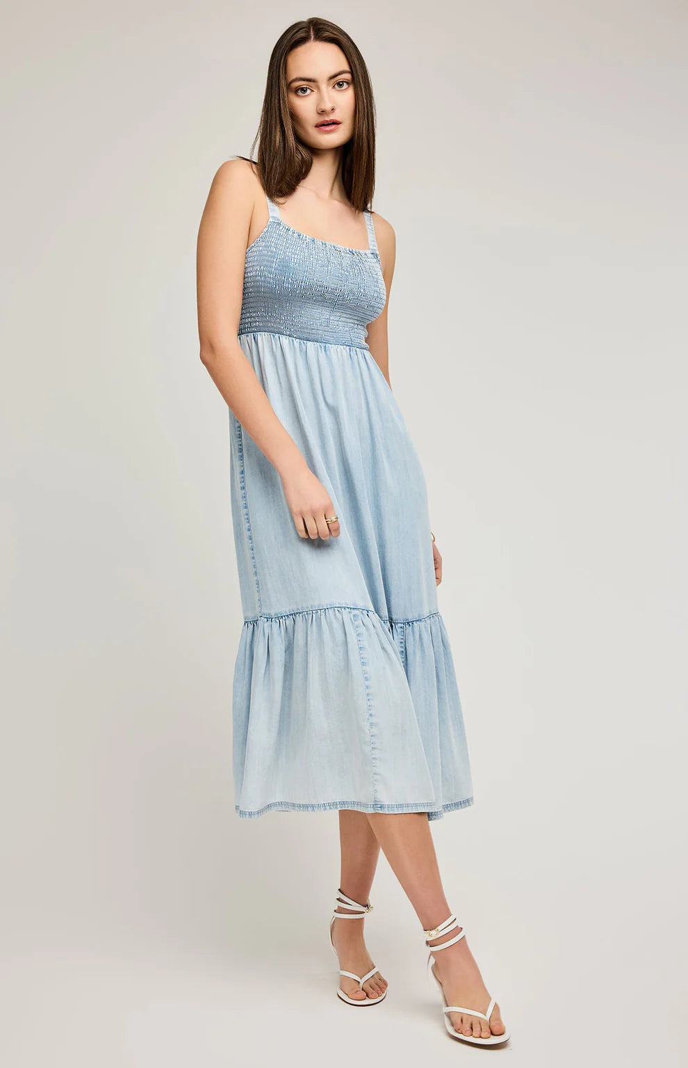 Nova Robe Midi Tencel Bleu Gentle Fawn