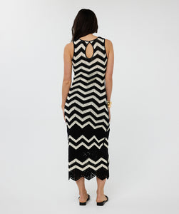 Robe Longue à Maille Noir \ Blanc Esqualo