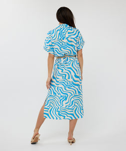 Robe Midi Print Bleu  Esqualo Fashion