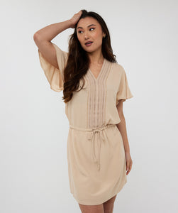 Robe Col en V Manche Tan   Esqualo Fashion