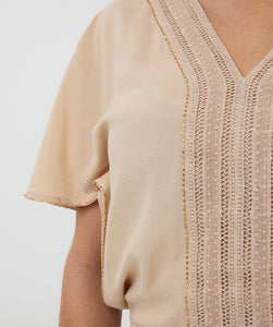 Robe Col en V Manche Tan   Esqualo Fashion