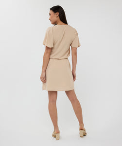 Robe Col en V Manche Tan   Esqualo Fashion