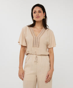 Top Blouse Tan Esqualo Fashion