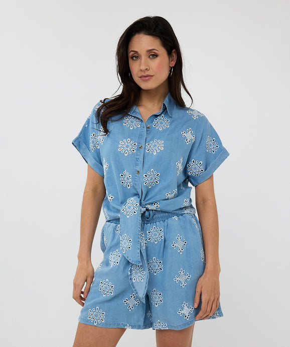 Top Jeans denim Broderie  Esqualo Fashion