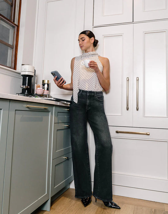 LILY WIDE LEG JEANS / MAIA YOGA JEANS NOIR