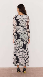 PERSEPHONE MESH MAXI DRESS - BLACK & WHITE FLORAL MINKPINK