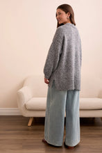 BLUE THREAD OVERSIZE PUFF  CARDIGAN GRIS
