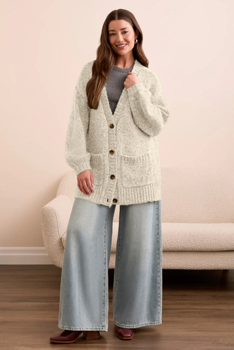 BLUE THREAD OVERSIZE PUFF  CARDIGAN CRÈME
