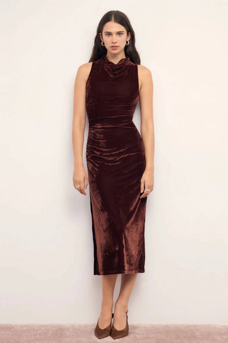 Robe Sonja Velvet Midi Minkpink