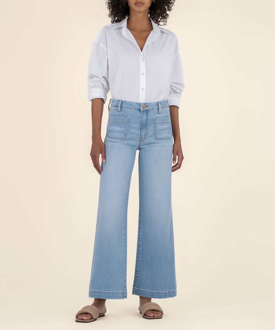 Pantalon Jeans Meg Taille Haute Jambe Large