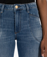 Jean Meg - Pantalon taille haute à jambe large Bleu Denim