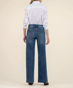Pantalon Jean Taille Haute Jambe Évasée
