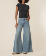 Jean Blake taille haute, jambes extra larges, délavée