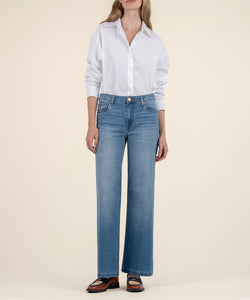 Pantalon Jean Taille Haute Jambe Large
