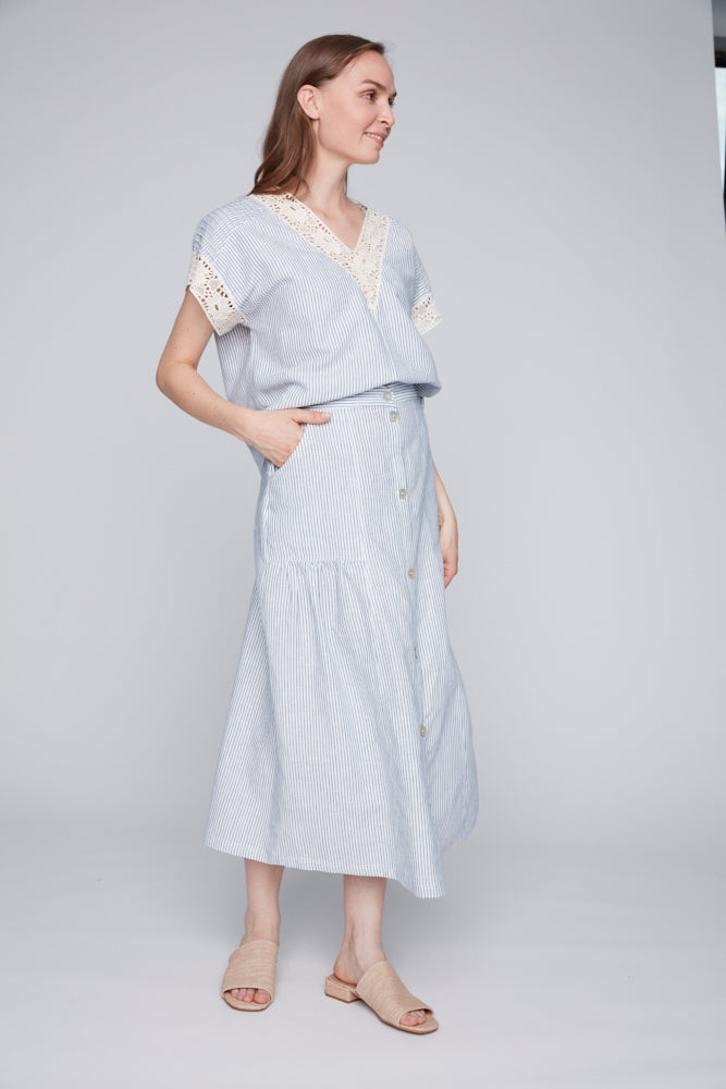 Blouse Top Céleste Rayure Bleu Julei Design Québec