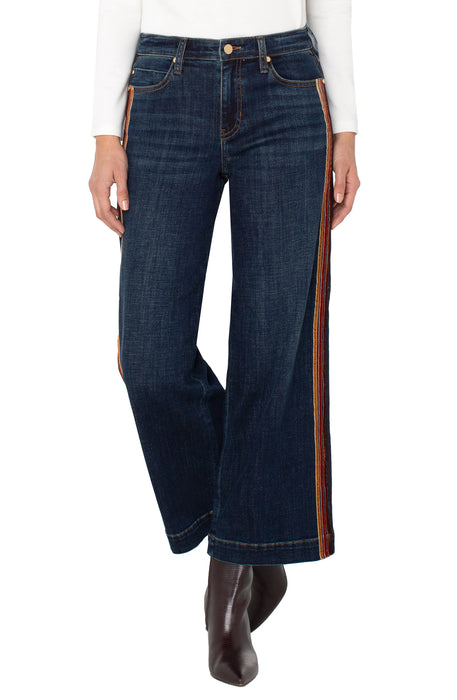 Pantalon Denim Jambe large Stride avec bordure en velours