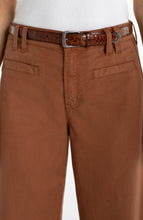 Pantalon Jeans Taille Haute Jambe Large 3\4 Café