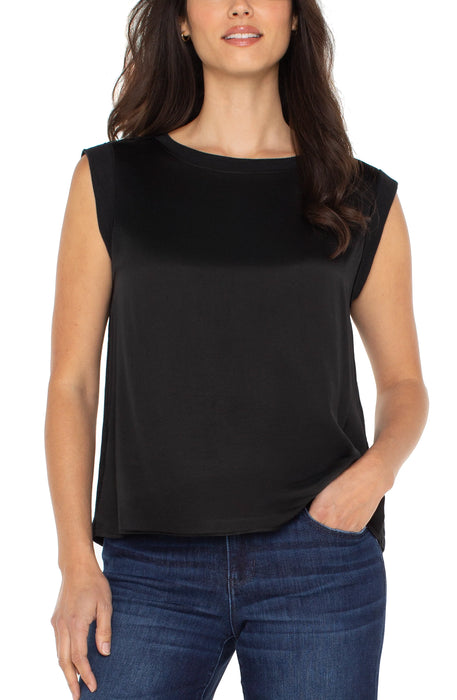 Haut sans manches tissé en tricot Noir