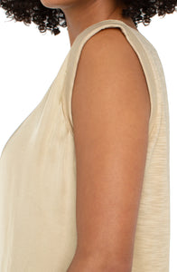 Haut sans manches tissé en tricot Or