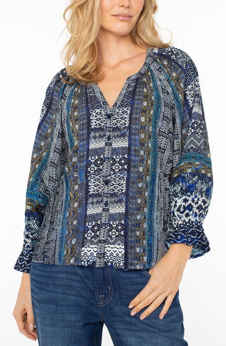 Blouse Col en V Marine & Or Liverpool