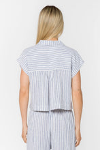 Chemise Courte Lucky Rayure Bleu Lin