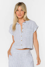 Chemise Courte Lucky Rayure Bleu Lin