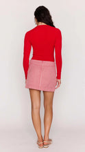 Mini-jupe en jean rouge à fines rayures Freya Minkpink