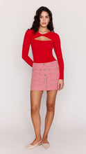 Mini-jupe en jean rouge à fines rayures Freya Minkpink
