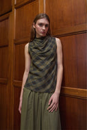 Top Dana Carreaux Olive Marigold