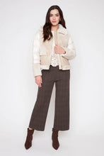 Blouson matelassé en similicuir et fausse fourrure