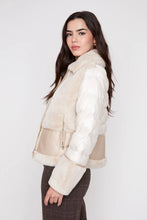 Blouson matelassé en similicuir et fausse fourrure