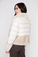Blouson matelassé en similicuir et fausse fourrure