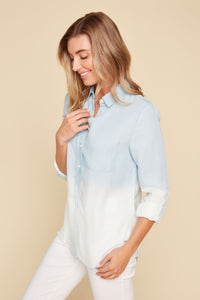 Chemise Manche ajustable Denim Tencel Bleu Délavé