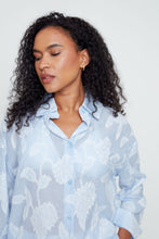 Chemise Bleu Combo Broderie Blanche