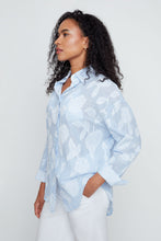 Chemise Bleu Combo Broderie Blanche