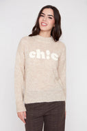 Pull en maille douce avec écusson chic Amande