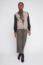 Gilet en maille avec lien léopard amovible Taupe