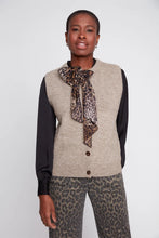 Gilet en maille avec lien léopard amovible Taupe