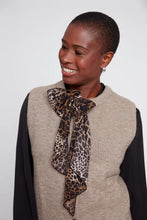 Gilet en maille avec lien léopard amovible Taupe