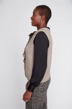 Gilet en maille avec lien léopard amovible Taupe