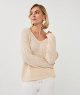 Chandail Pull Col en V Crème  Esqualo