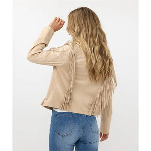 Veste Suède Vegan Jacket Tan à Frange Esqualo