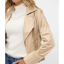 Veste Suède Vegan Jacket Tan à Frange Esqualo