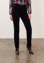 Pantalon Suzanne à jambe droite en velours côtelé, myrtille