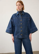 Veste en jean à manches kimono, délavage foncé FDJ