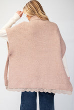 Poncho en Tricot Col Montant Crème