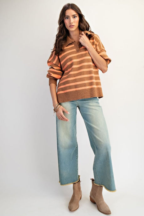 Pull Chandail Avec Col à Rayure