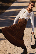 Jupe longue plissée extensible en faux daim à enfiler