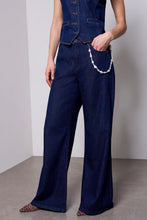 Denim Audrey BLUE THREAD À Jambe Large Avec Bijou